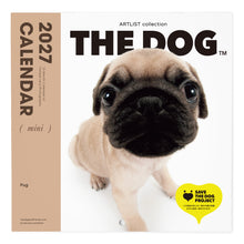 Read the image into the gallery view, THE DOG 2027年カレンダー ミニサイズ（パグ）の表紙
